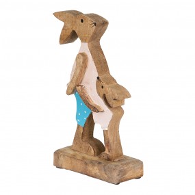 26H2153 Figurine Rabbit 12x6x22 cm Brown Blue Wood Home Accessories