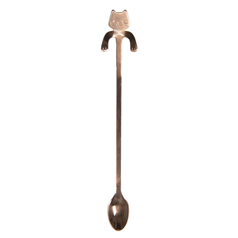 64451RG Teaspoon 20 cm Copper colored Metal Cat Coffee Spoon