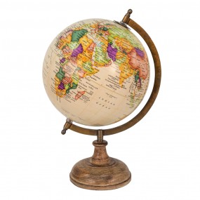 264917 Globe 22x37 cm Beige Brown Wood Iron Round Globus