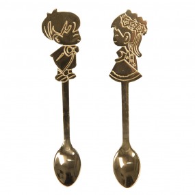 264454GO Spoons Set of 2 12 cm Gold colored Metal Children Tablespoons