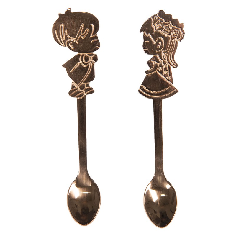 64454RG Spoons Set of 2 12 cm Copper colored Metal Children Tablespoons