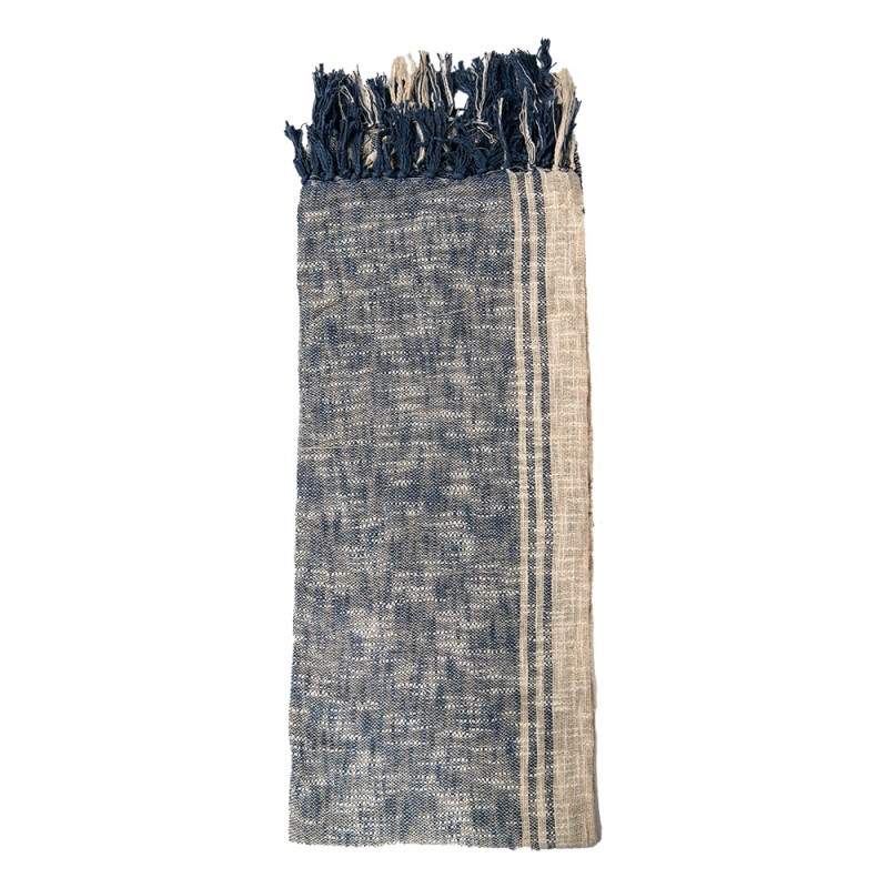 KT060.131 Throw Blanket 125x150 cm Blue Brown Cotton Rectangle Blanket