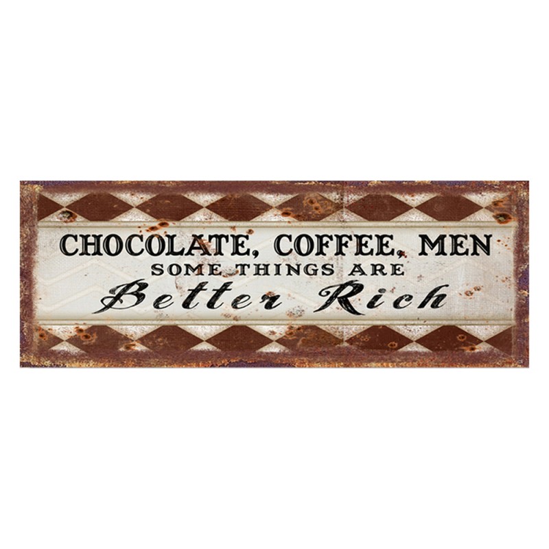 6Y4922 Text Sign 36x13 cm Brown Black Iron Rectangle Wall Board
