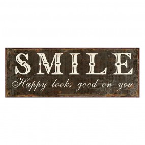26Y4926 Text Sign 36x13 cm Brown White Iron Rectangle Wall Board