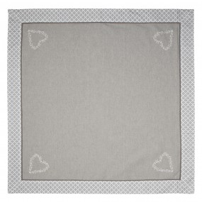 2LYH01 Tablecloth 100x100 cm Grey White Cotton Hearts Diamonds Square Table cloth