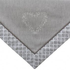 2LYH05 Tablecloth 150x250 cm Grey White Cotton Hearts Diamonds Rectangle Table cloth