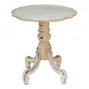 25H0537 Side Table Ø 65x73 cm White Wood Round