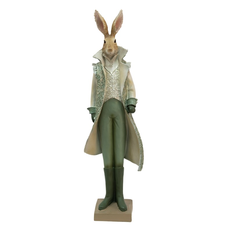 5PR0086 Statuetta Coniglio 61 cm Verde Marrone Poliresina Statuetta di coniglio