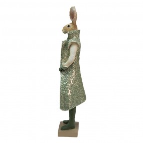 25PR0086 Figurine Lapin 61 cm Vert Marron Polyrésine Figurine de lapin