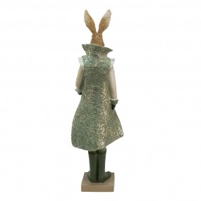 25PR0086 Figurine Lapin 61 cm Vert Marron Polyrésine Figurine de lapin