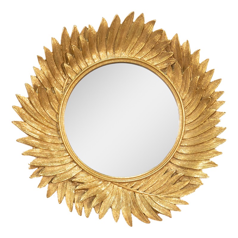62S256 Mirror Ø 25 cm Gold colored Plastic Round Full-Length Mirror