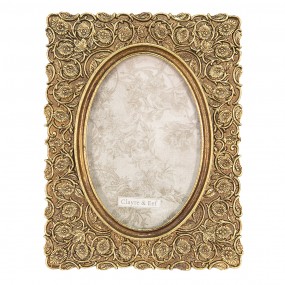 22F0930 Photo Frame 10x15 cm Gold colored Plastic Flowers Rectangle Picture Frame