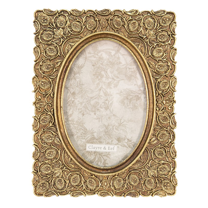 2F0930 Picture Frame 10x15 cm Golden color Plastic Flowers Rectangle