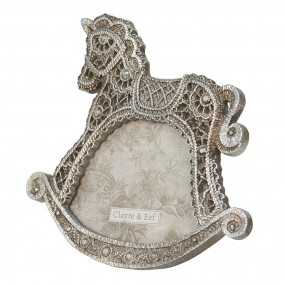 22F0937 Photo Frame Rocking Horse 10x6 cm Silver colored Plastic Picture Frame