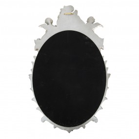 262S259 Spiegel 35x55 cm Silberfarbig Kunststoff Engel Oval Großer Spiegel