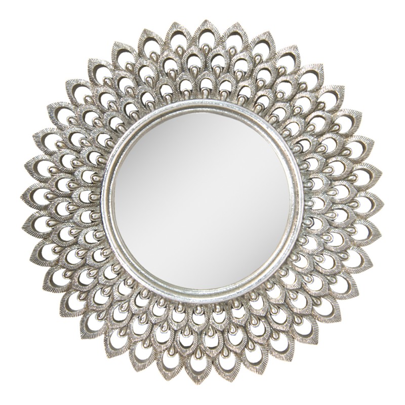62S260 Specchio Ø 27 cm Color argento Plastica Rotondo Grande specchio