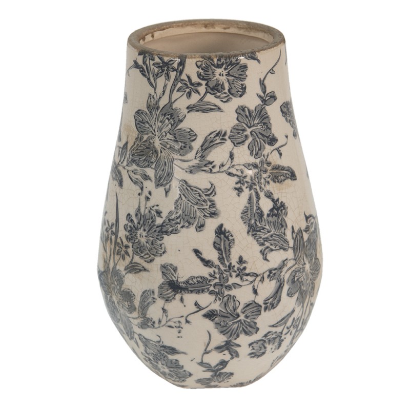 6CE1445M Vase Ø 13x20 cm Gris Céramique Fleurs Vase de décoration