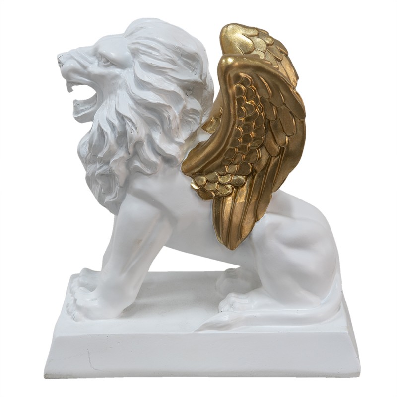6PR4783 Decoration Lion 24x13x25 cm White Gold colored Polyresin Figurine