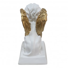 26PR4783 Decorazione Leone 24x13x25 cm Bianco Color oro Poliresina Statuetta