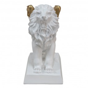 26PR4783 Décoration Lion 24x13x25 cm Blanc Couleur or Polyrésine Figurine