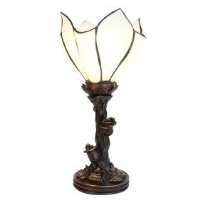 25LL-6231 Lampada da tavolo Tiffany 32 cm Bianco Marrone  Vetro Lampada da scrivania Tiffany