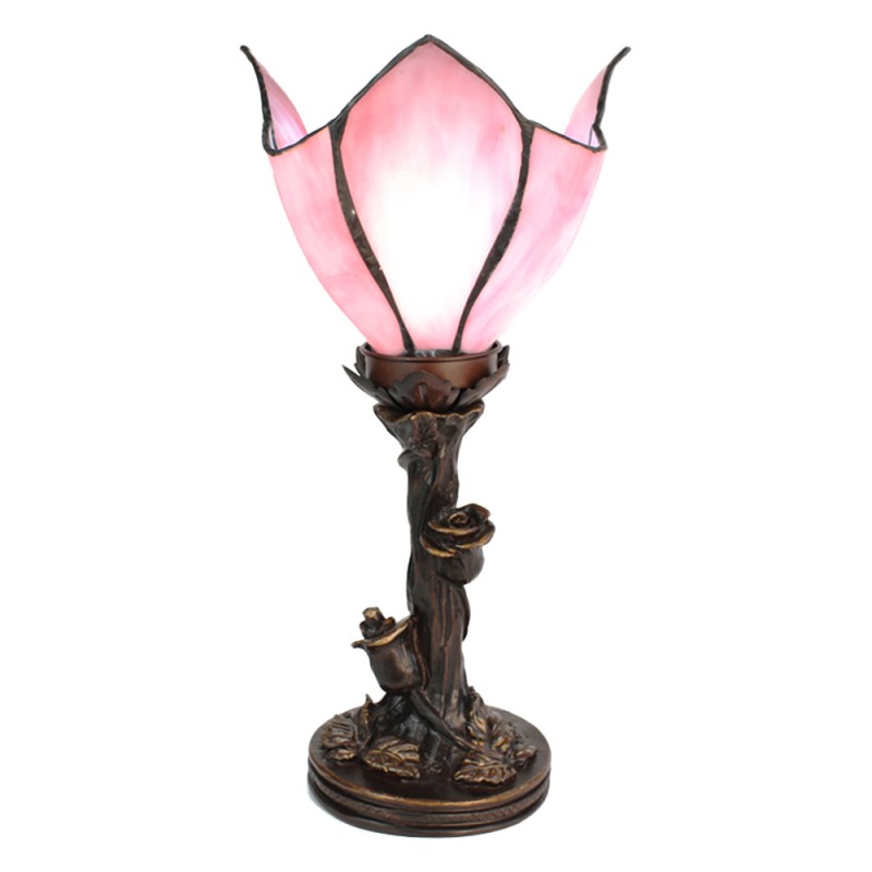 5LL-6232 Tiffany Tischlampe 32 cm Rosa Glas Schreibtischlampe Tiffany