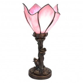 25LL-6232 Tiffany Tafellamp  32 cm Roze Glas Tiffany Bureaulamp