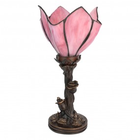 25LL-6232 Tiffany Tafellamp  32 cm Roze Glas Tiffany Bureaulamp