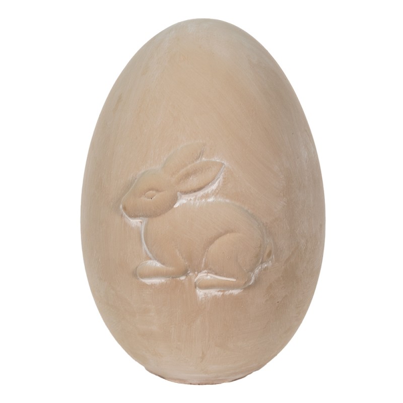 6CE1486 Statue Egg 18x17x25 cm Beige Ceramic Rabbit