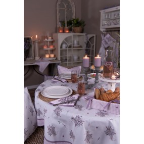 2LAG48 Tea Towel  Ø 80 cm Purple White Cotton Lavender Round Kitchen Towel