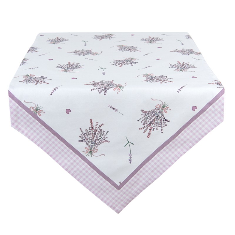 LAG65 Table Runner 50x160 cm Purple White Cotton Lavender Tablecloth