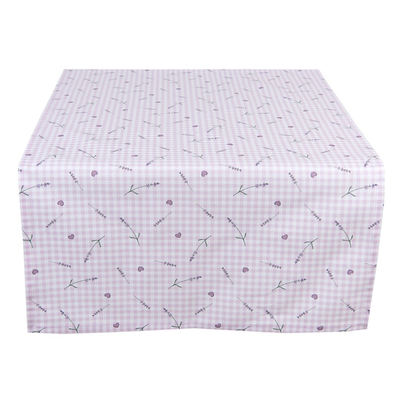 LAG64 Tafelloper  50x140 cm Paars Wit Katoen Lavendel Rechthoek Tafelkleed