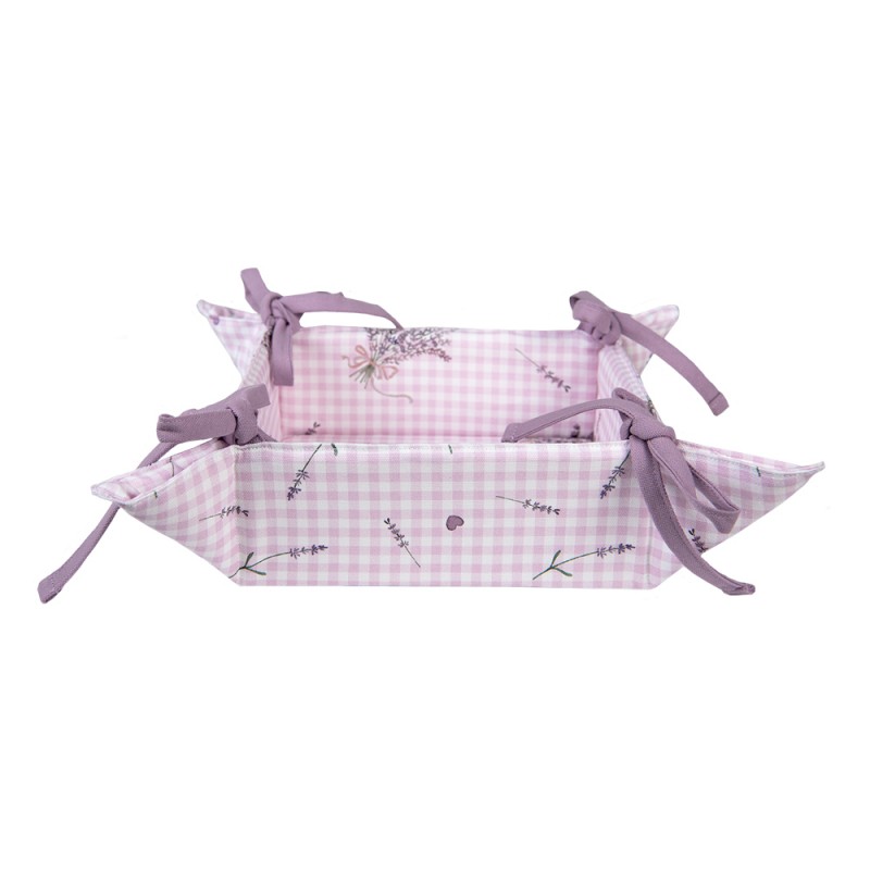 LAG47 Brotkorb 35x35x8 cm Violett Weiß Baumwolle Lavendel Küchengeschenk