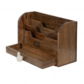 26H2138 Letter Holder 30x14x9 cm Brown Wood Chicken Letter Tray