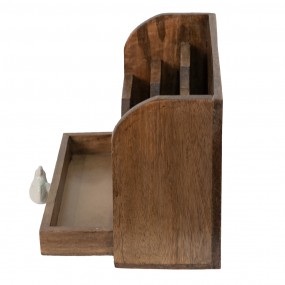 26H2138 Letter Holder 30x14x9 cm Brown Wood Chicken Letter Tray