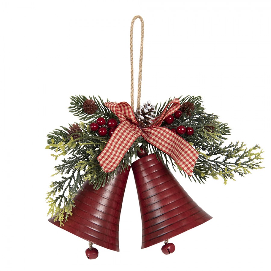 Décoration d'élan en bois cintre de décoration Noël vert  rouge 10,5 cm 6pcs-14475