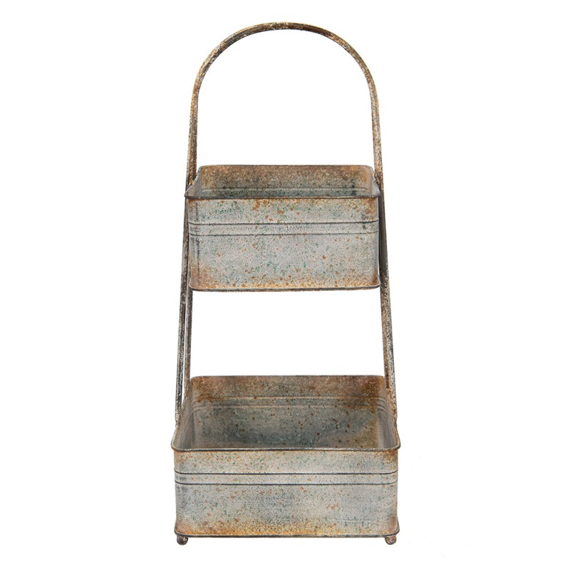 5Y1098 2-Tiered Stand 29x29x66 cm Grey Metal