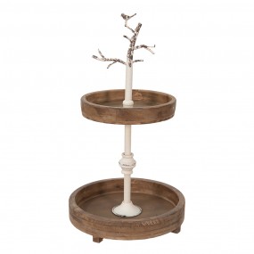 26H2231 2-Tiered Stand Ø 34x62 cm Brown Wood Iron