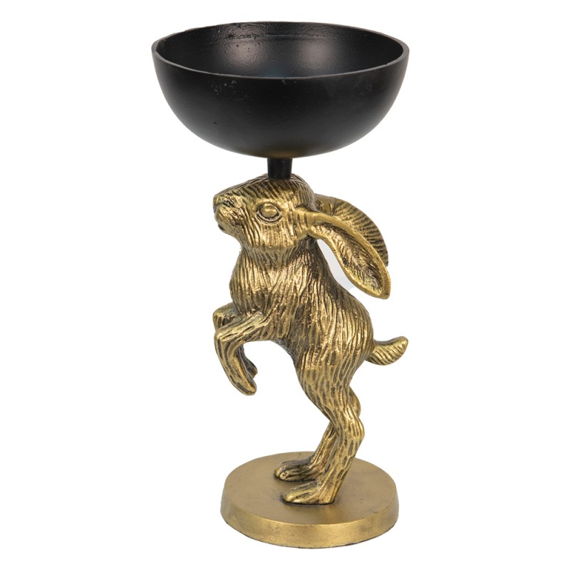 6AL0061 Decorative Bowl Rabbit Ø 15x28 cm Gold colored Black Aluminium Fruit Bowl