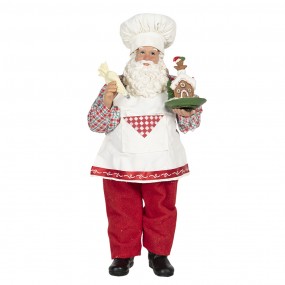 264648 Statuetta Babbo Natale  28 cm Rosso Bianco  Tessuto Statuetta