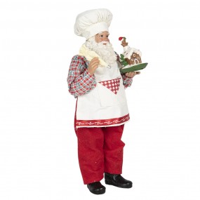 264648 Statuetta Babbo Natale  28 cm Rosso Bianco  Tessuto Statuetta