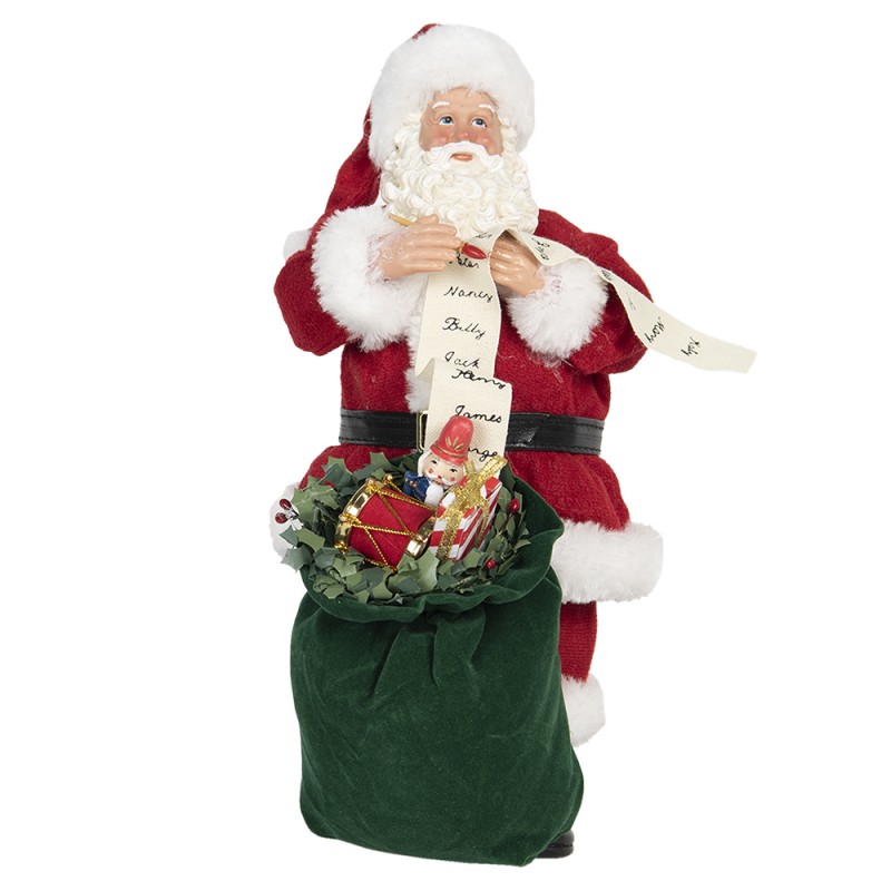 64651 Figur Weihnachtsmann 28 cm Rot Grün Textil Figur