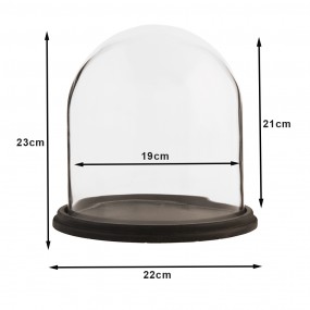 26GL1272 Cloche Ø 23x22 cm Brown Glass Round Glass Bell Jar