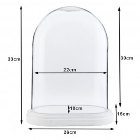 26GL1764 Cloche 26x15x33 cm Wood Glass Oval Glass Bell Jar