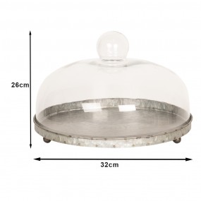 26GL2490 Cloche Ø 20x27 cm Grey Glass Round Glass Bell Jar