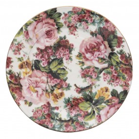 2PFDP Breakfast Plates Ø 21 cm Pink Porcelain Flowers