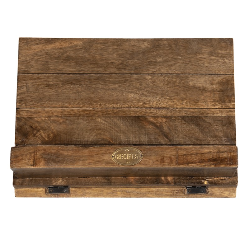 6H2141 Cookbook Stand 34x10x24 cm Brown Wood Book Holder