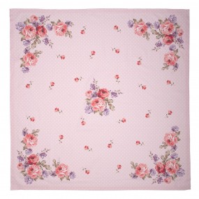 2DTR01 Tablecloth 100x100 cm Pink Purple Cotton Roses Square Table cloth