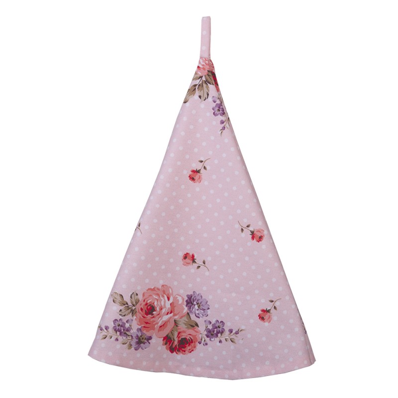 DTR48 Tea Towel  Ø 80 cm Pink Purple Cotton Roses Round Kitchen Towel