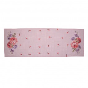 2DTR64 Table Runner 50x140 cm Pink Purple Cotton Roses Rectangle Tablecloth